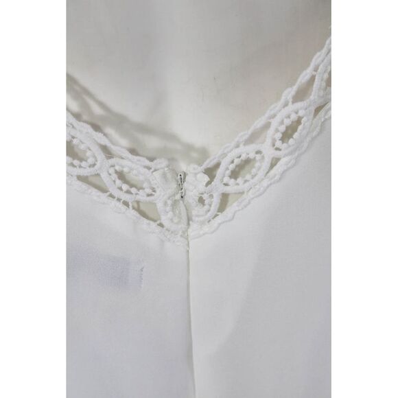 Ellelauri Women's High Neck Sleeveless Crochet Trim Midi Dress White Size S - Picture 4 of 6